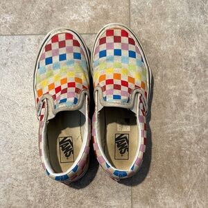 Vans Kids Checkered Slip-On Sneakers - Red, Blue, Yellow